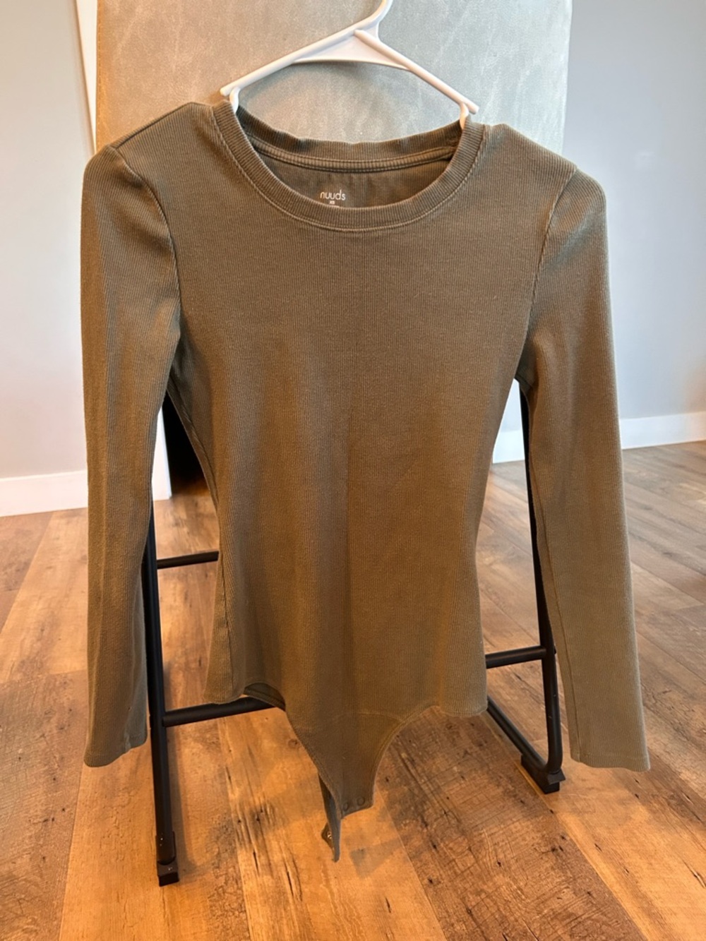 nuuds Olive Green Ribbed Long-Sleeve Bodysuit